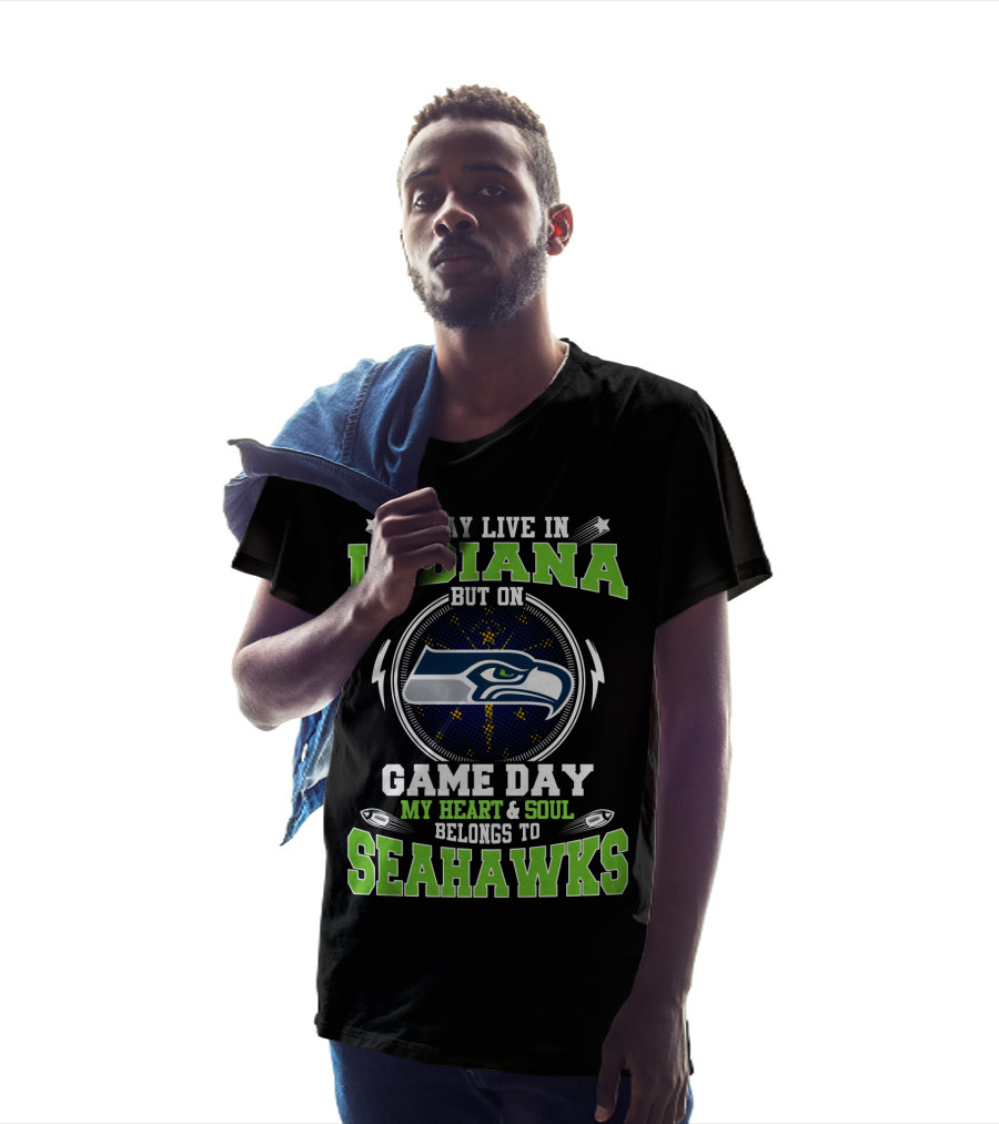 Indiana But On Game Day My Heart And Soul Belongs To Seahawks T-Shirt