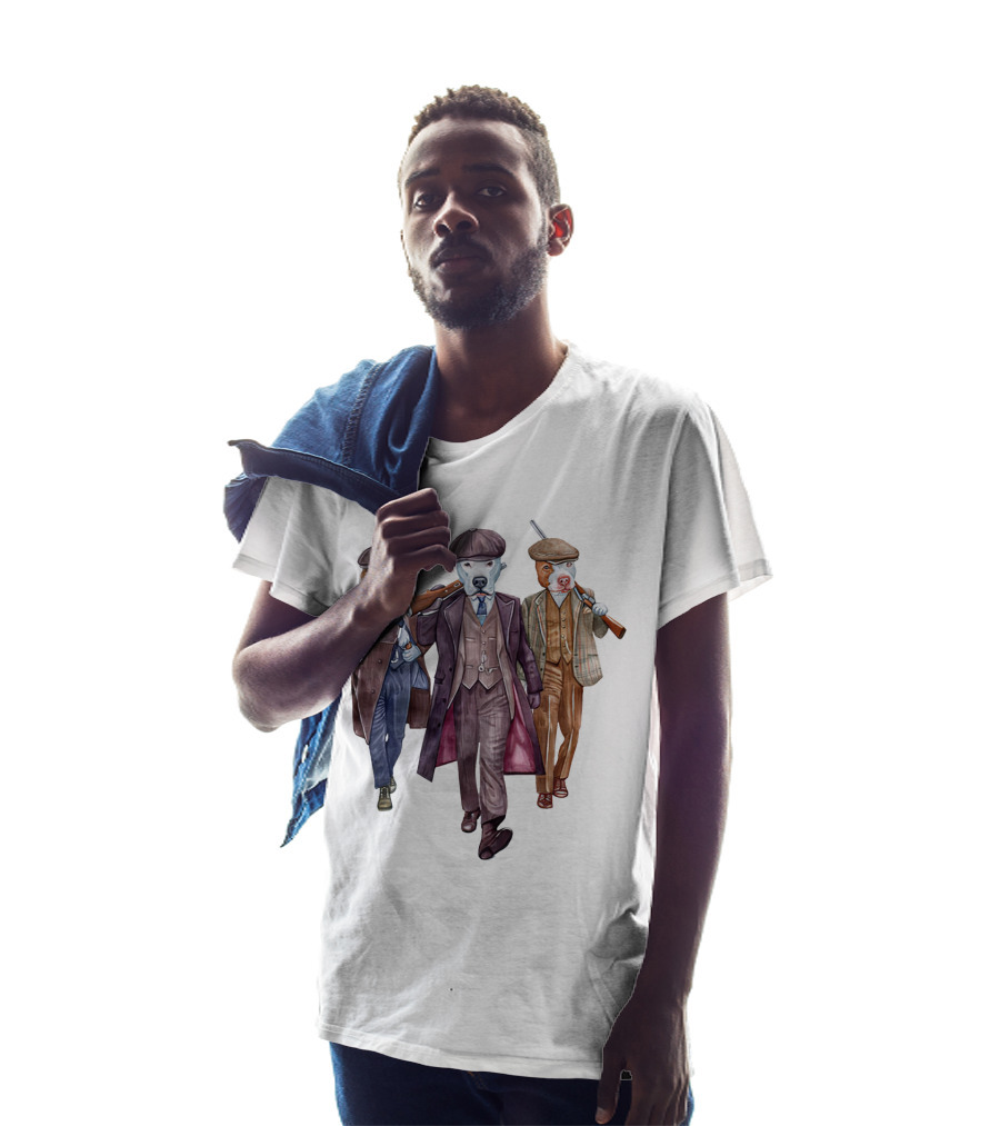 Peaky Blinders Dogs Illustrated In Vintage Suits And Hats T-Shirt
