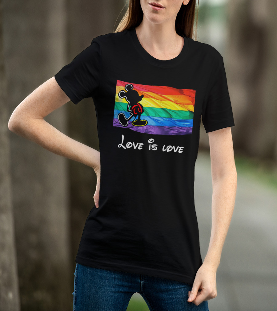Mickey Love Is Love Rainbow Flag T-Shirt
