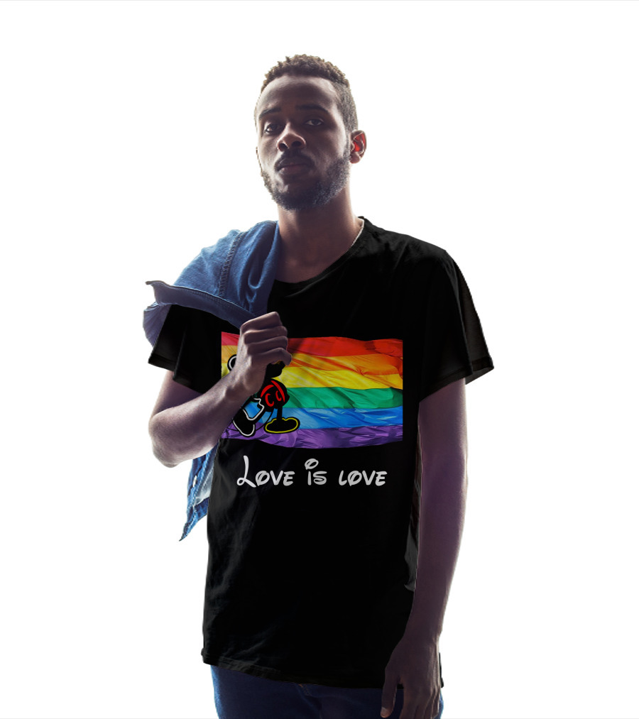 Mickey Love Is Love Rainbow Flag T-Shirt