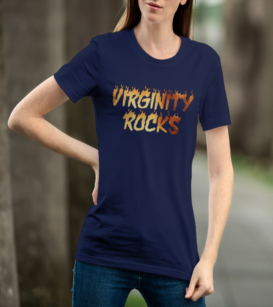 Virginity Rocks Danny Virginity Duncan Fire Text T-Shirt