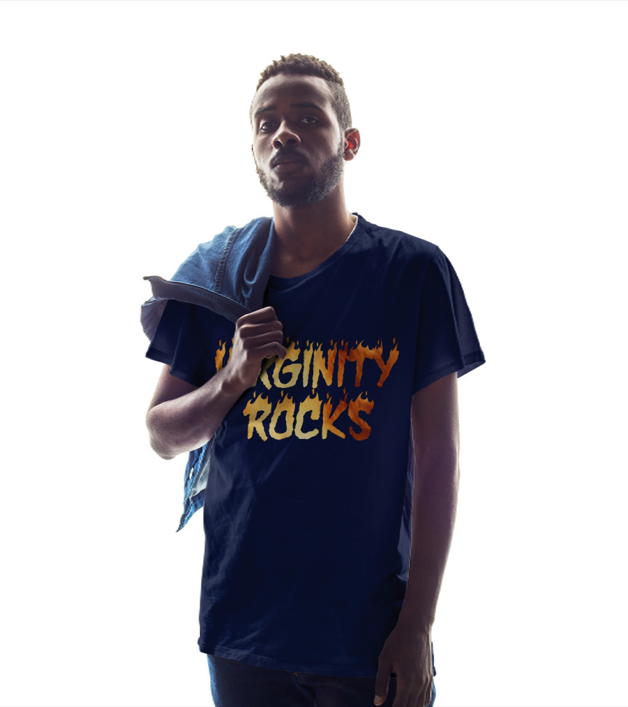 Virginity Rocks Danny Virginity Duncan Fire Text T-Shirt