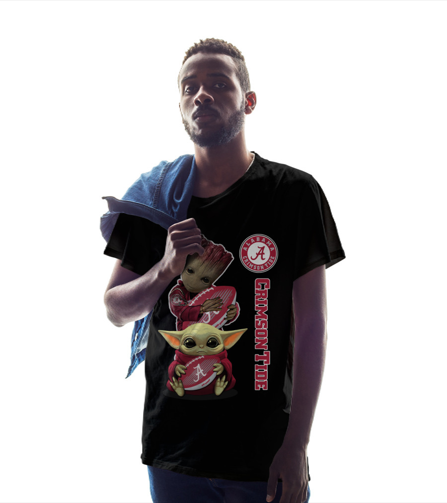 Alabama Crimson Tide Groot Baby Yoda Football T-Shirt