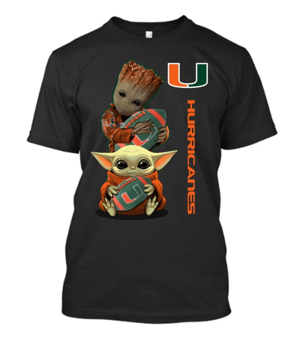 Groot Baby Yoda Miami Hurricanes Football Ncaa 41 Mh T-Shirt
