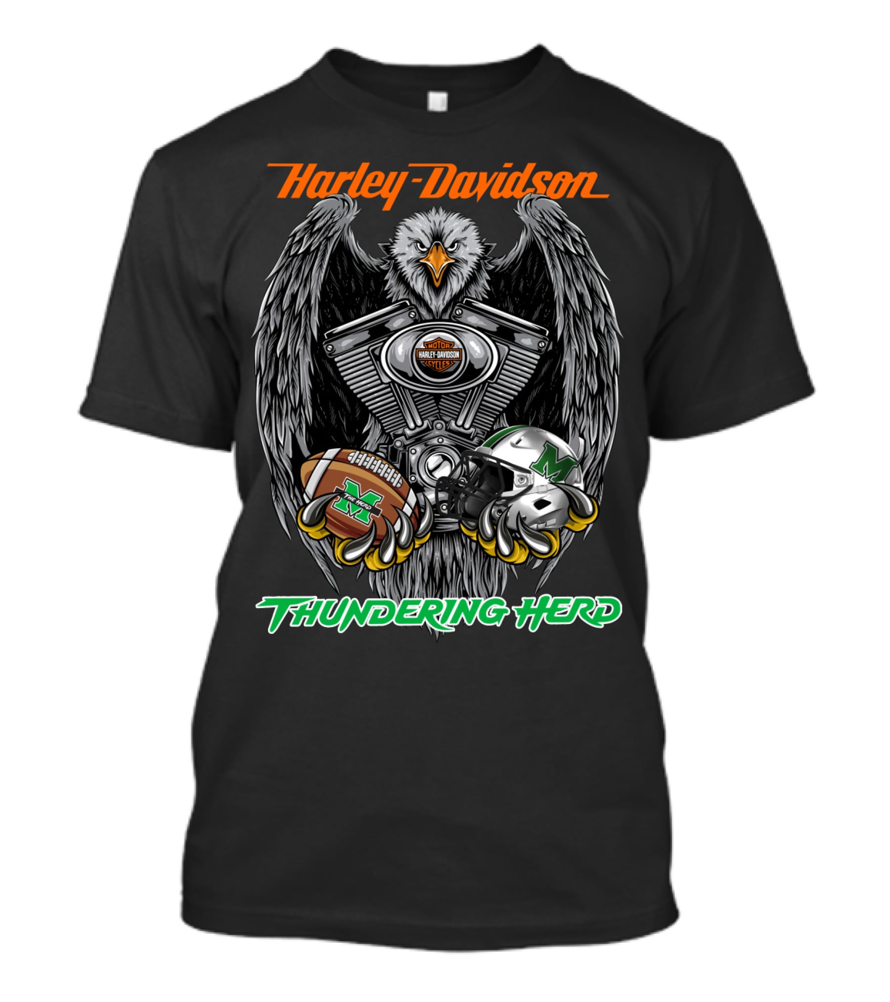 Harley Davidson Thundering Herd Marshall Football Eagle T-Shirt