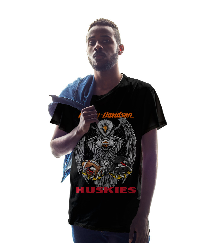 Harley Davidson Huskies Niu Football Motor Eagle T-Shirt