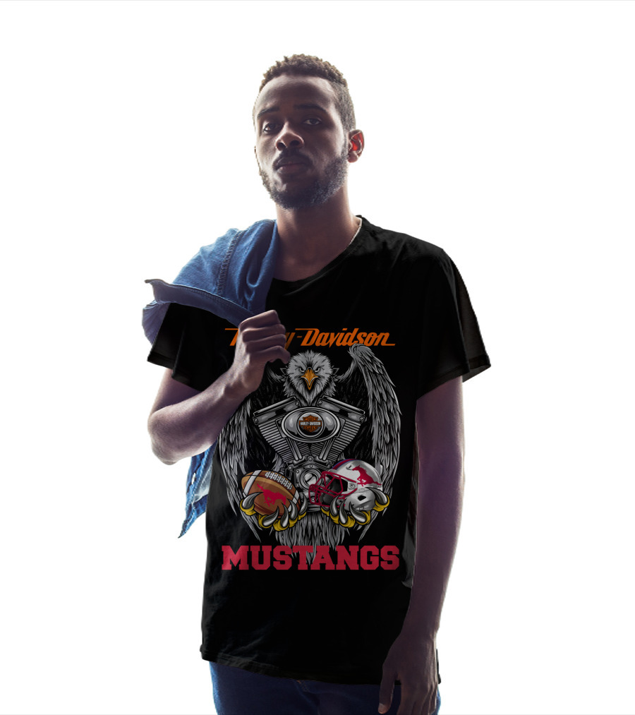 Harley Davidson Mustangs Eagle Engine Football Helmet T-Shirt