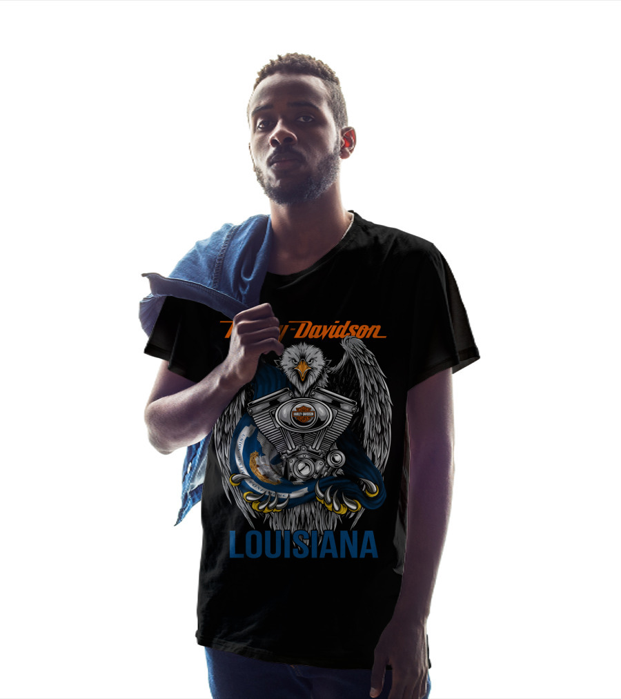 Harley Davidson Eagle Motor Engine Louisiana T-Shirt