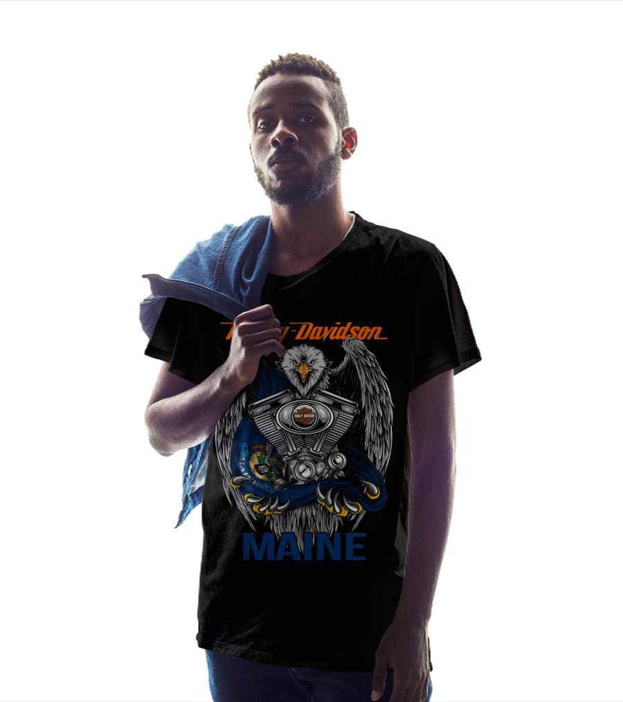 Harley Davidson Maine Eagle Engine T-Shirt