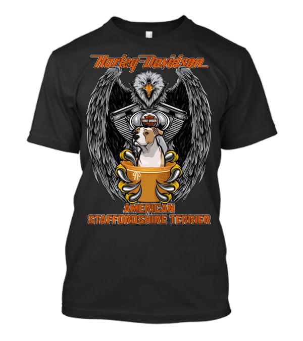 Harley Davidson American Staffordshire Terrier Eagle Engine T-Shirt