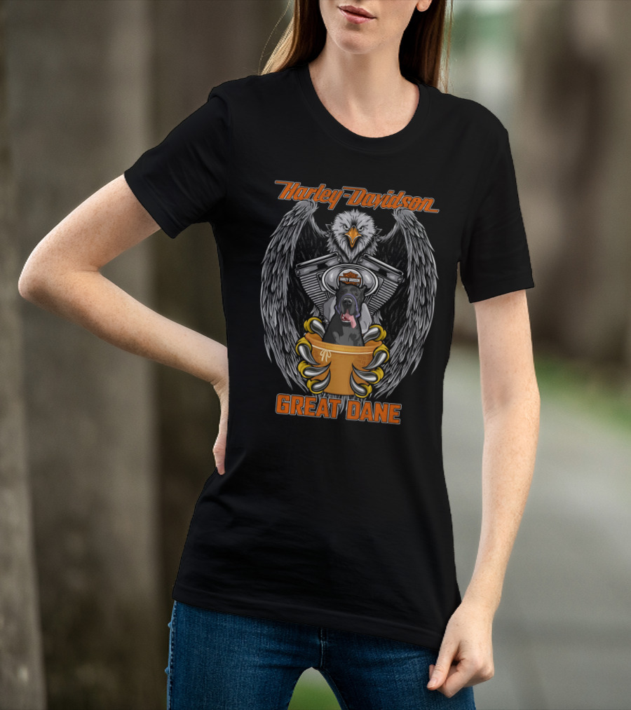 Harley Davidson Great Dane Eagle And Engine T-Shirt