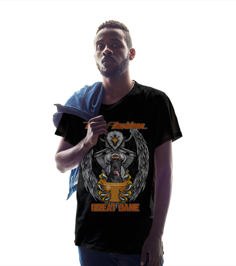 Harley Davidson Great Dane Eagle And Engine T-Shirt