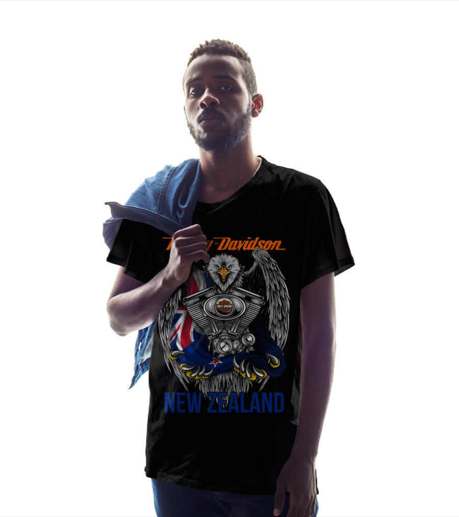 Harley Davidson New Zealand Eagle Engine Flag T-Shirt