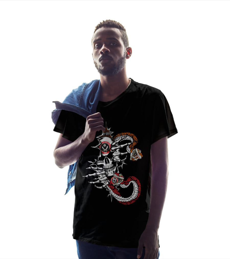 Harley Davidson J&D United Mc 1956 Skull And Serpents T-Shirt