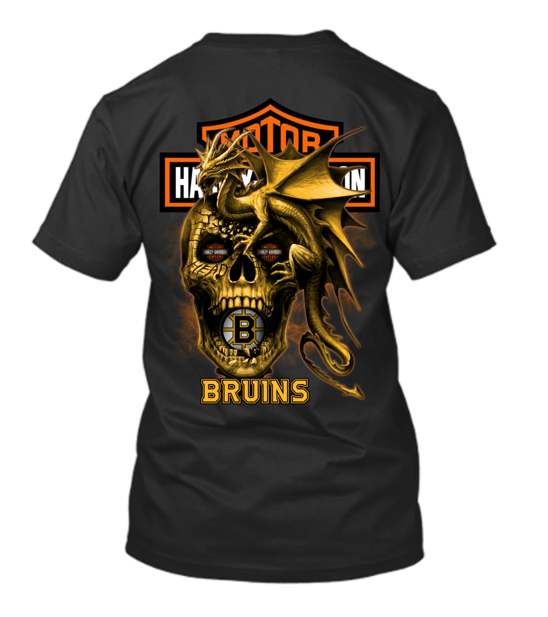 Boston Bruins Harley Skull Dragon T-Shirt