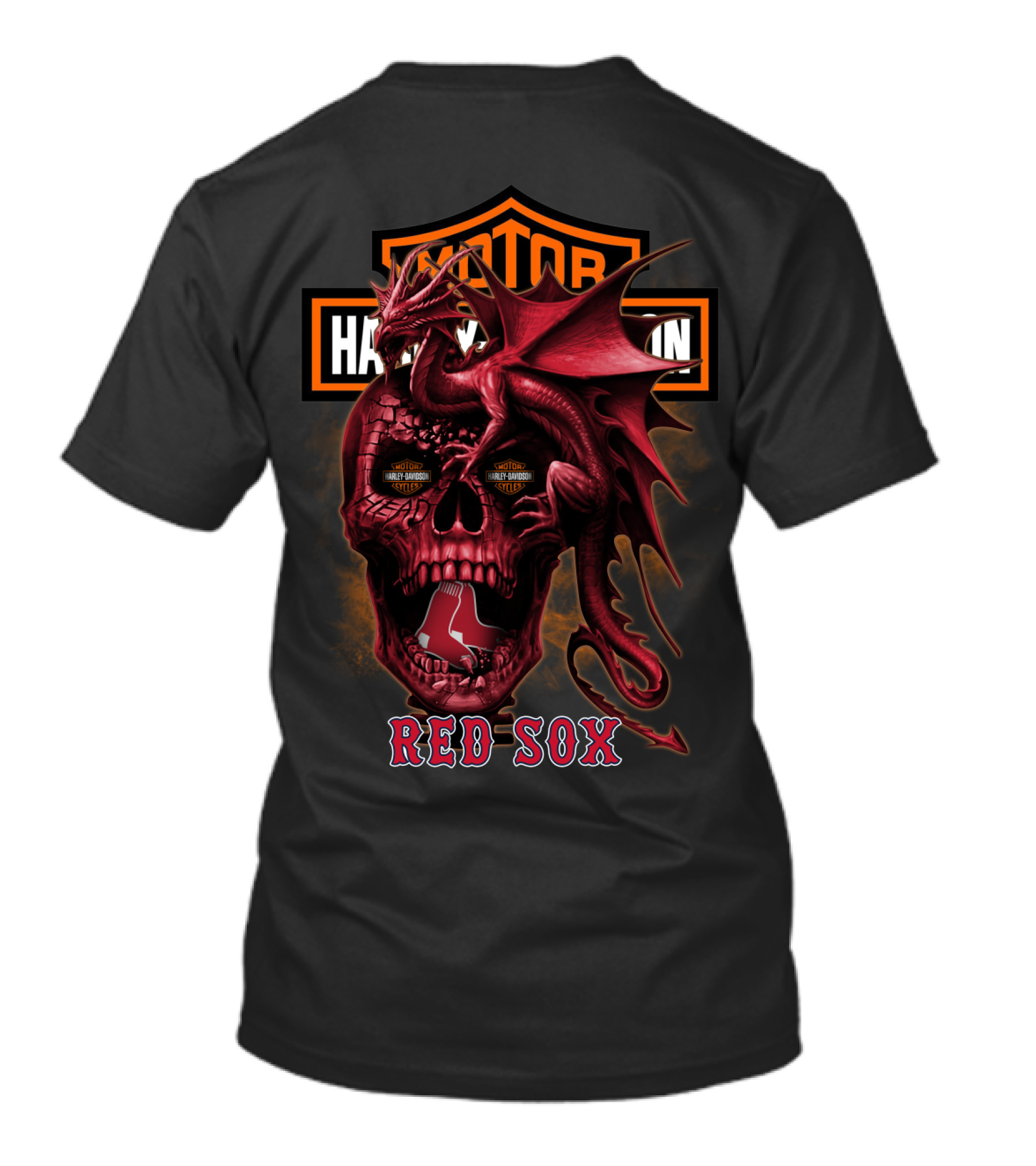 Harley Davidson Red Sox Dragon Skull T-Shirt