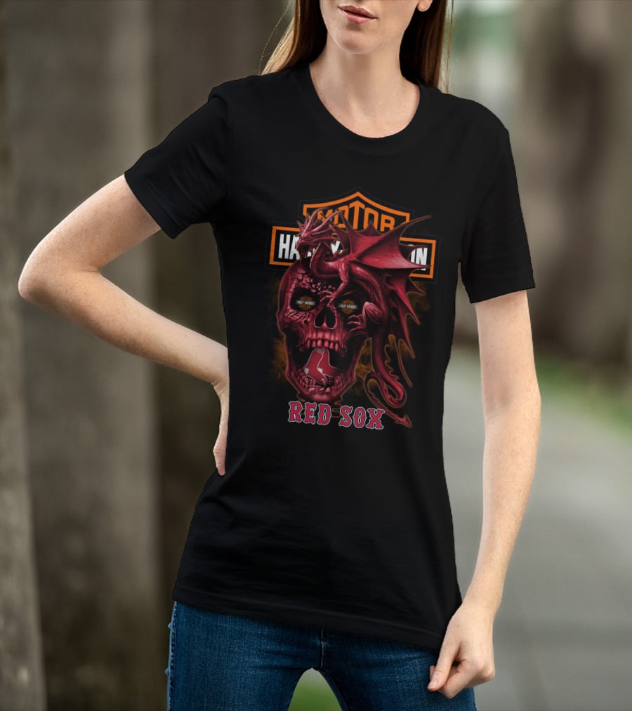 Harley Davidson Red Sox Dragon Skull T-Shirt