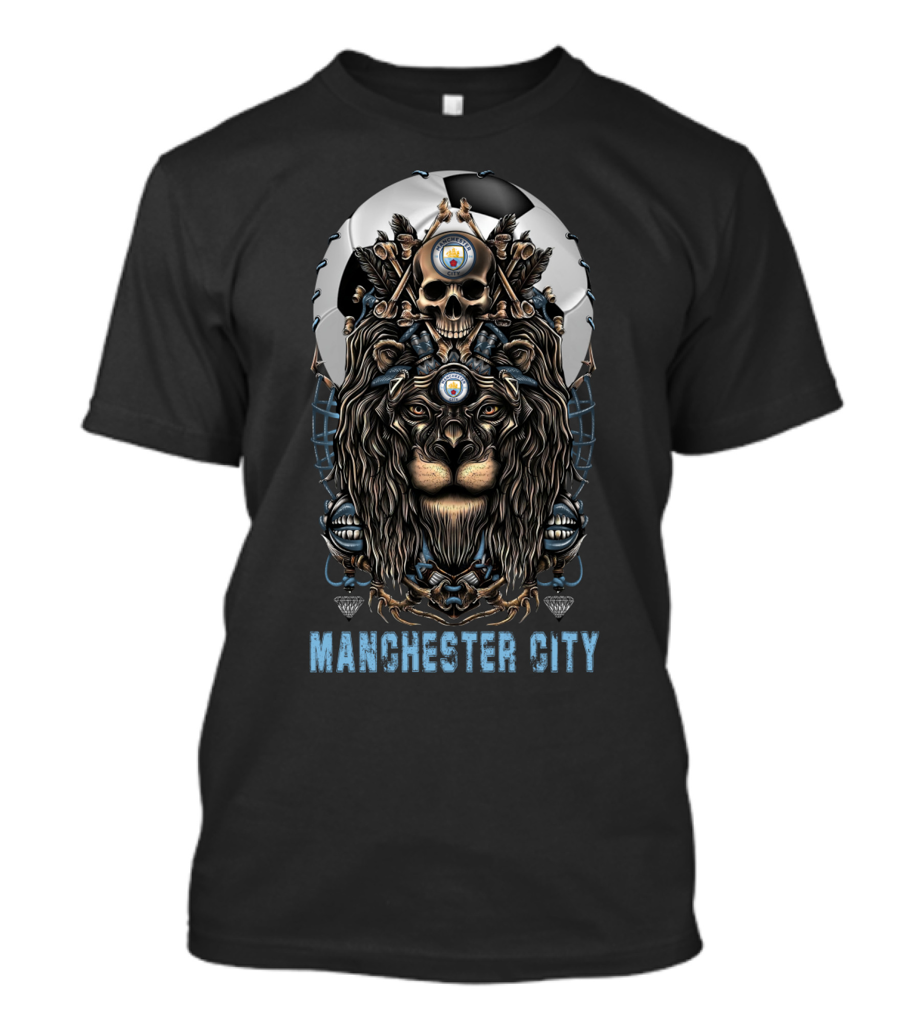 Manchester City 114 Nha Mc Lion Skull Soccer Ball Art T-Shirt