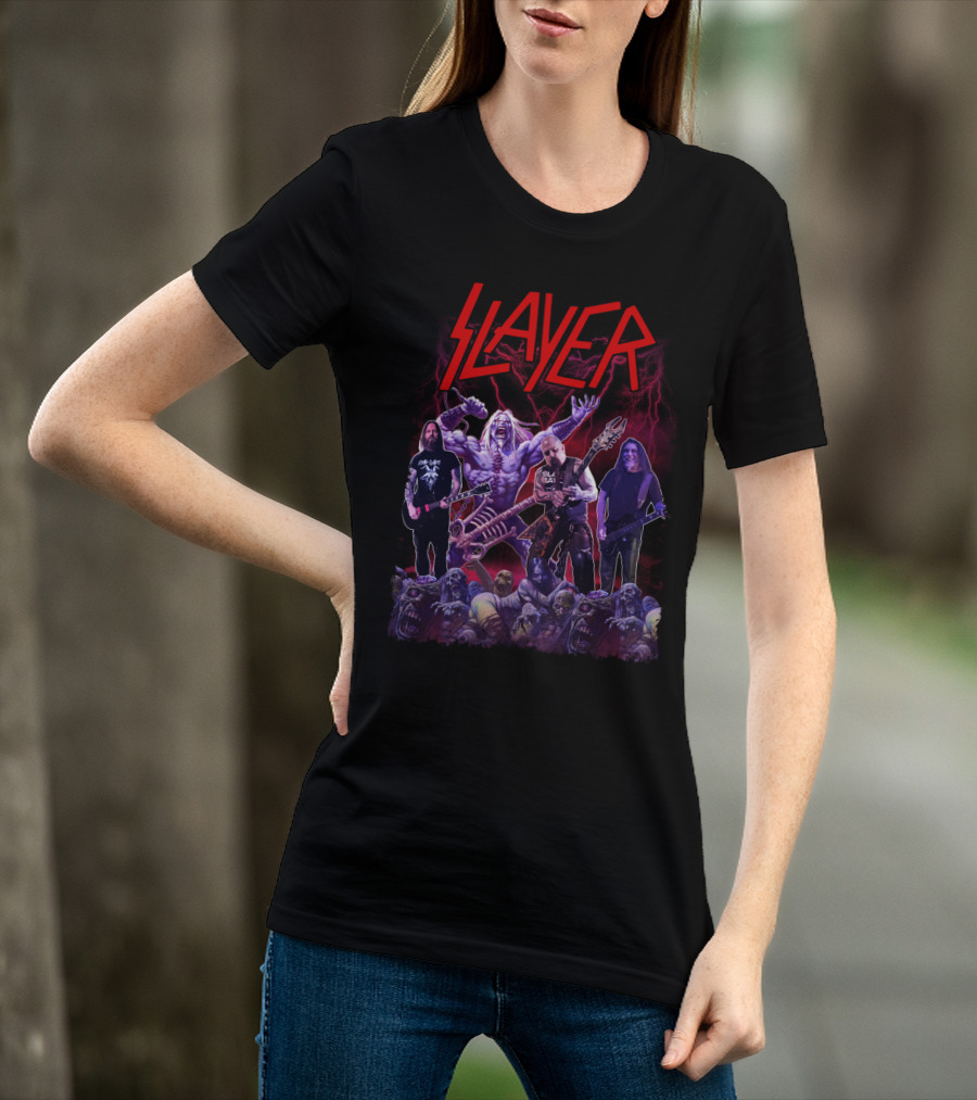 Slayer Band Graphic With Guitarists And Undead Creatures T-Shirt
