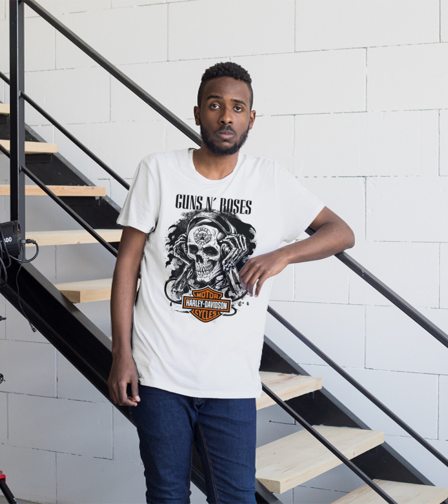 Guns N' Roses Harley Davidson Skull T-Shirt