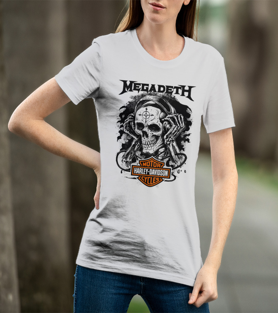 Megadeth Harley Davidson Skeleton Art T-Shirt