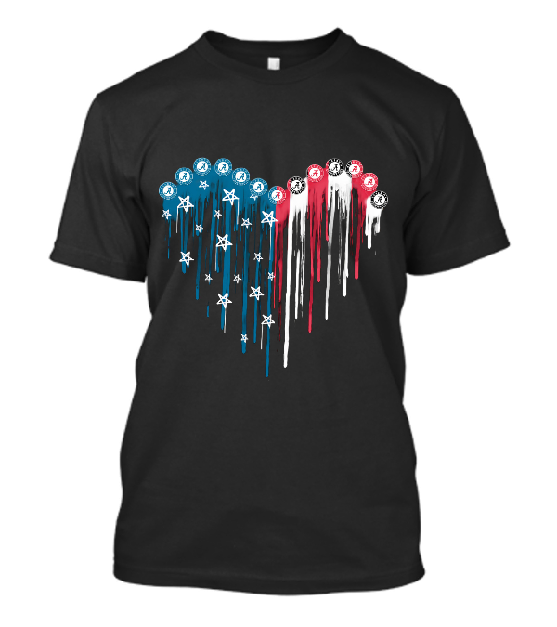 Ncaa Alabama Crimson Tide Heart Stars And Stripes T-Shirt