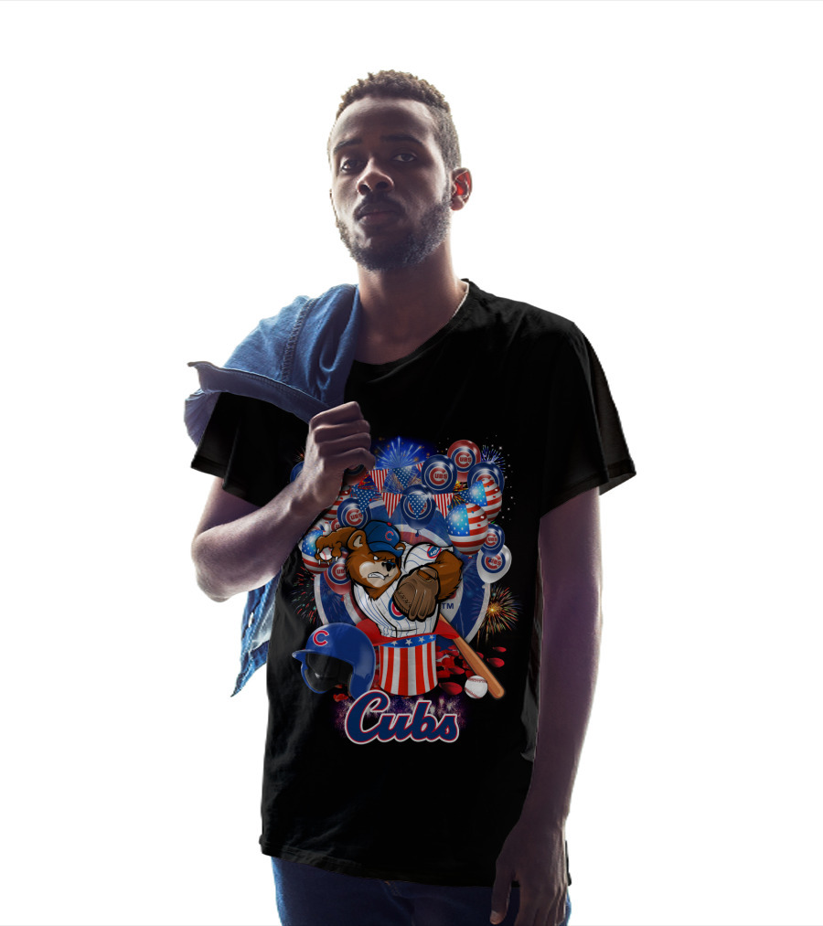 Mlb Chicago Cubs Fireworks Bear And Baseball Celebration T-Shirt