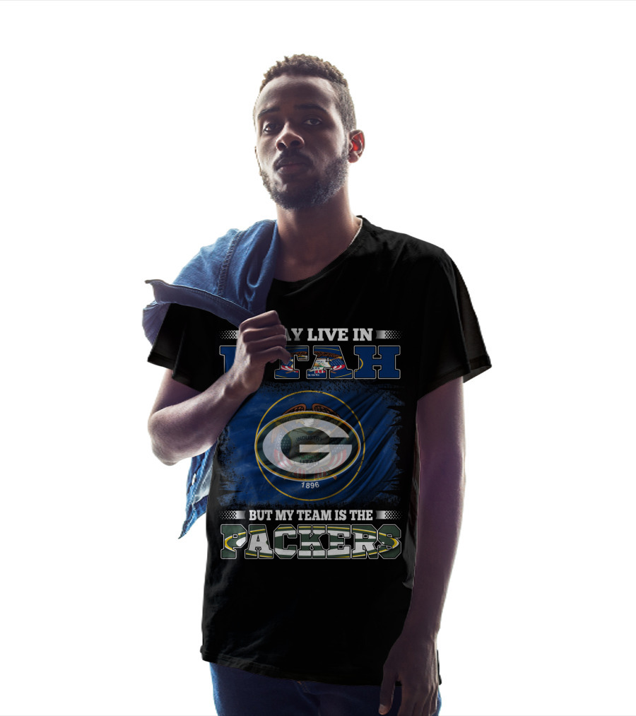 I May Live In Utah State Flag But My Team Is The Packers Green Bay T-Shirt