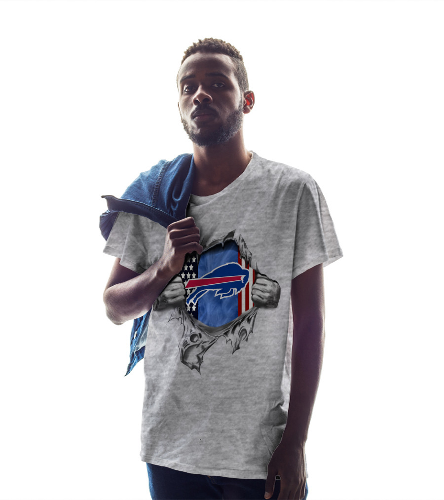 Buffalo Bills American Flag Ripped Metal T-Shirt