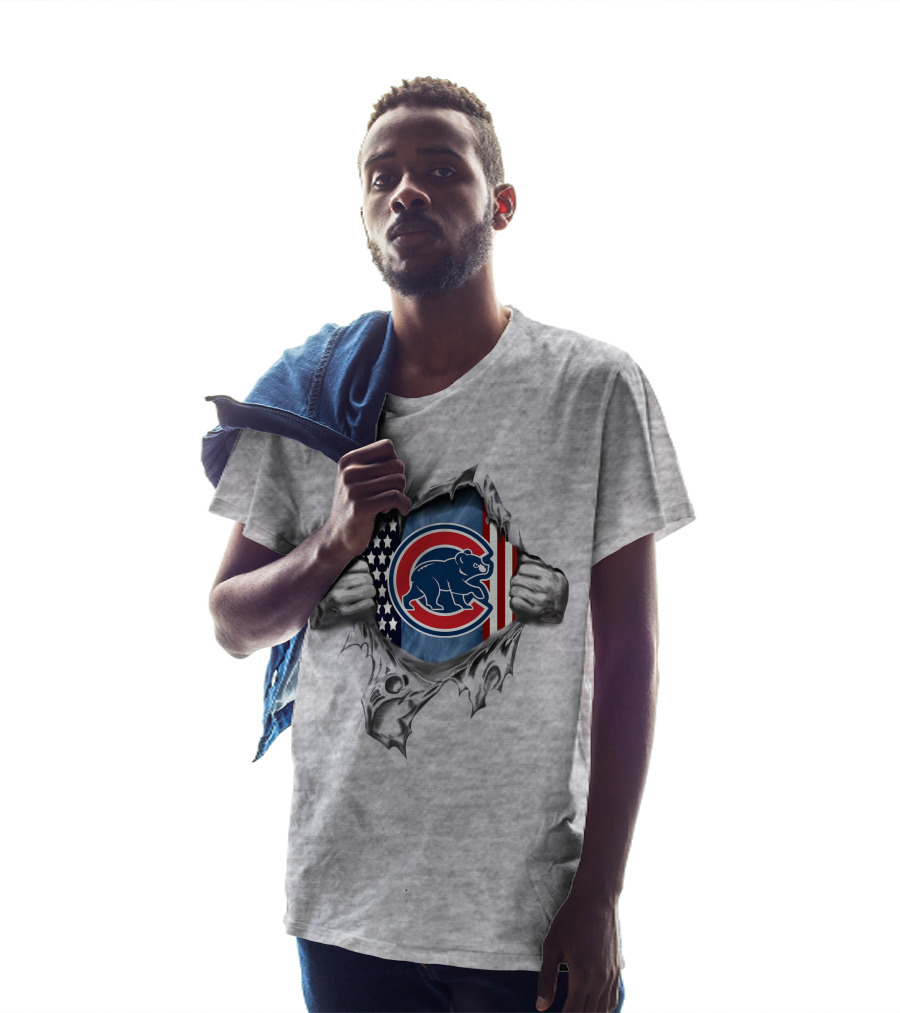 Chicago Cubs American Flag Logo Reveal T-Shirt