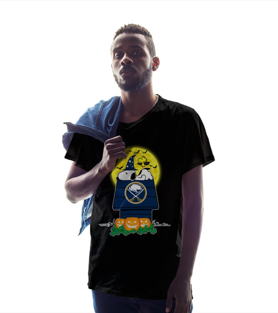 Buffalo Sabres Snoopy Halloween Moon Pumpkins Woodstock T-Shirt