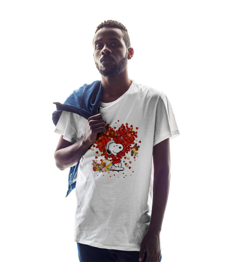 Snoopy Christmas Love Netball Heart T-Shirt