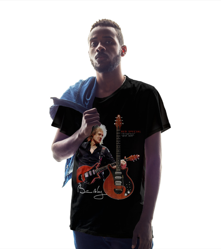 Brian May Red Special Guitar Fireplace Old Lady Signature T-Shirt