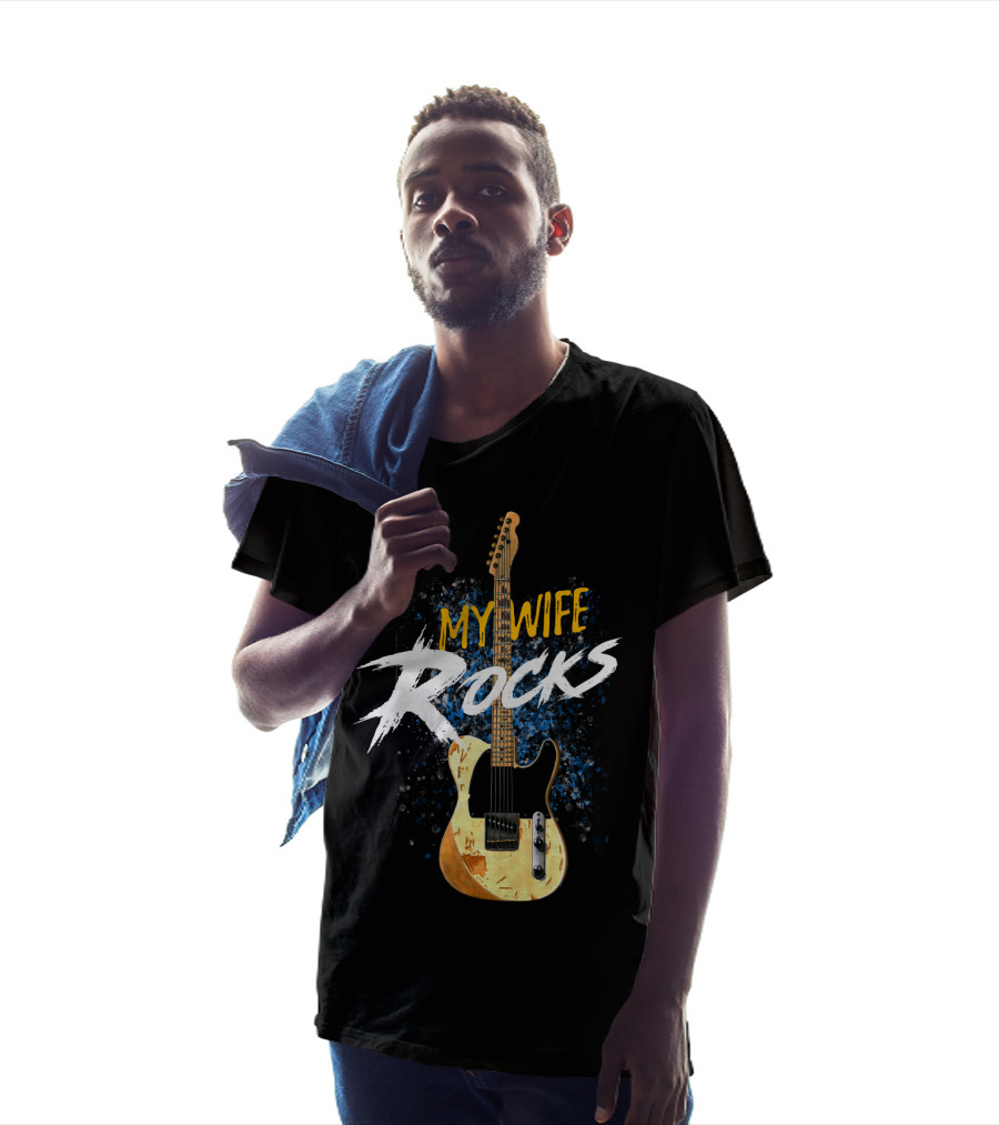 My Wife Rocks Electric Guitar T-Shirt