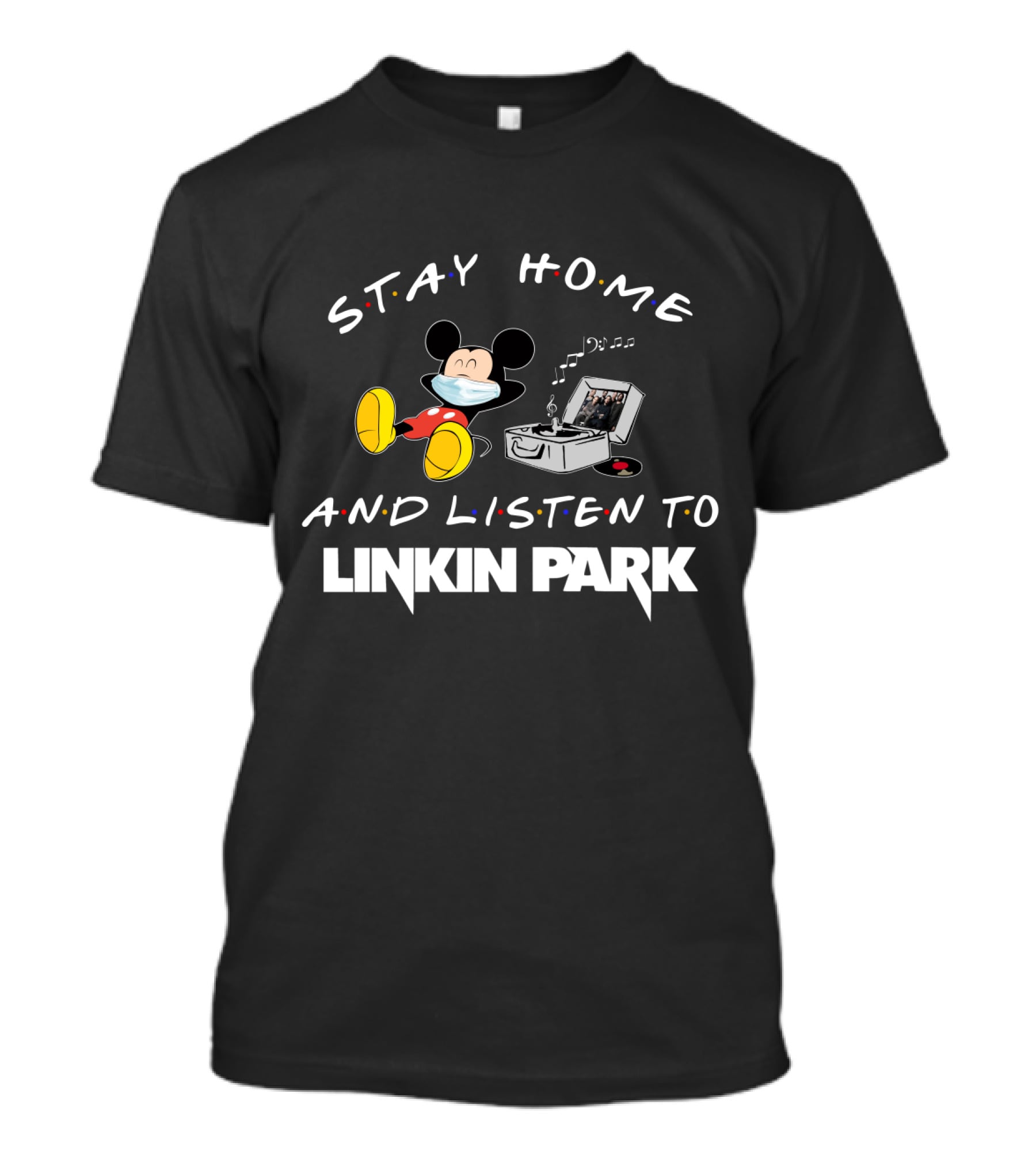 Stay Home And Listen To Linkin Park With Mickey Masked Relaxing T-Shirt