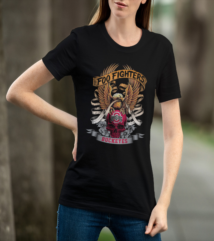 Foo Fighters Ohio State Buckeyes Eagle Skull T-Shirt