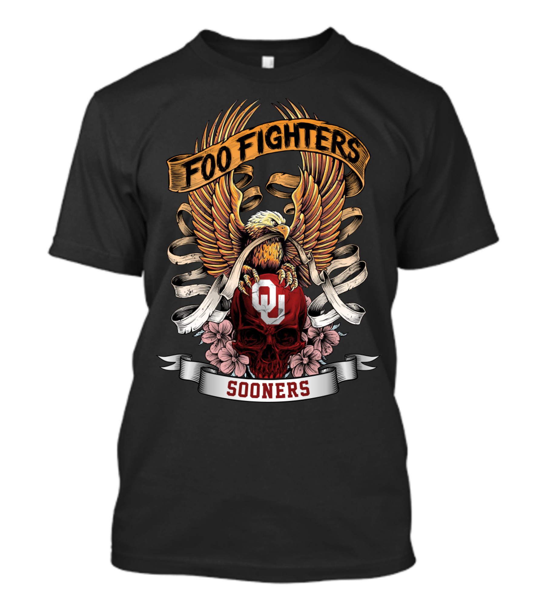 Foo Fighters Oklahoma Sooners Eagle And Skull T-Shirt