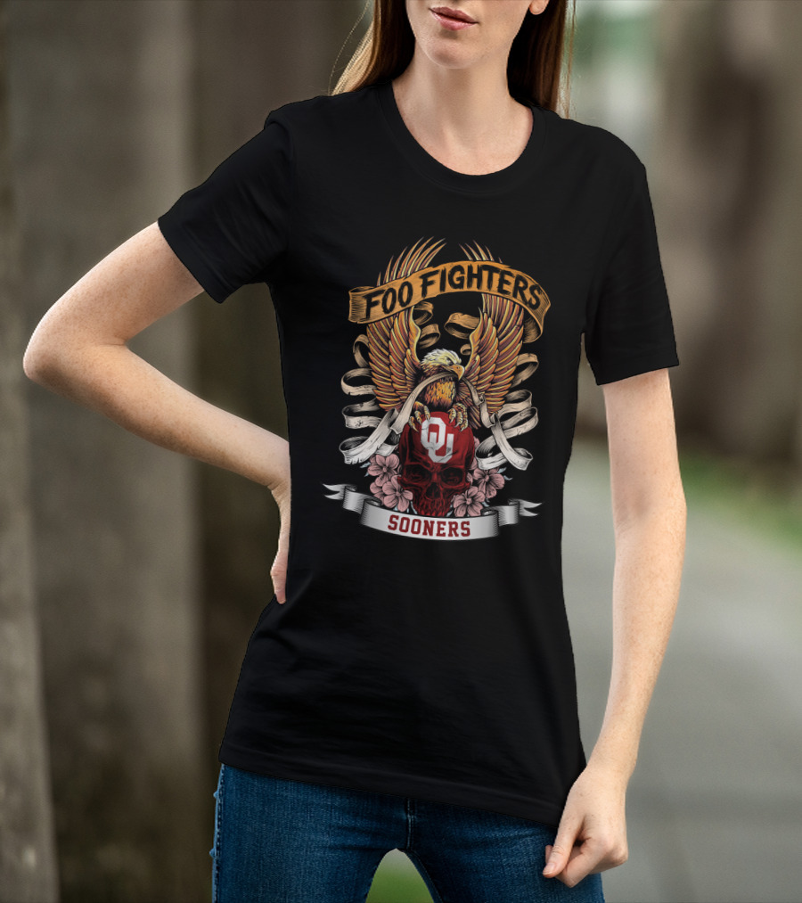Foo Fighters Oklahoma Sooners Eagle And Skull T-Shirt