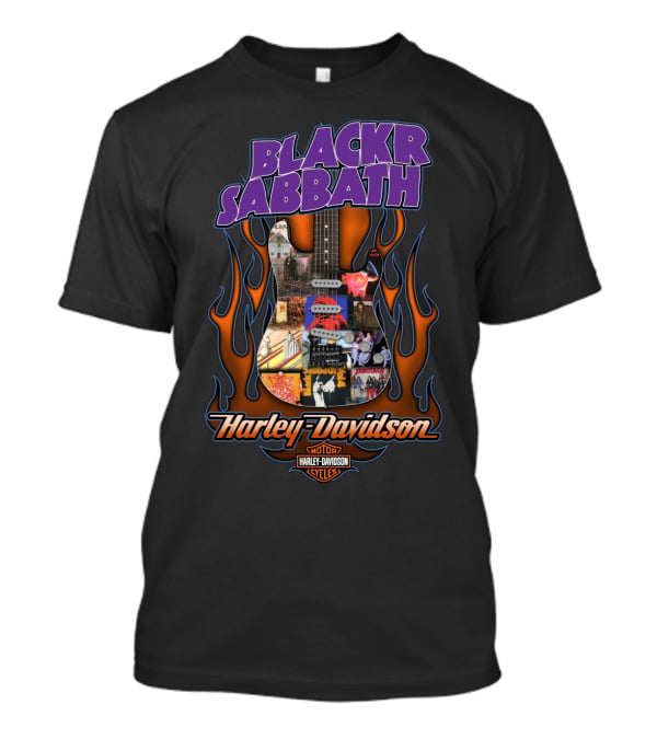Black Sabbath Harley Davidson Guitar Flames T-Shirt