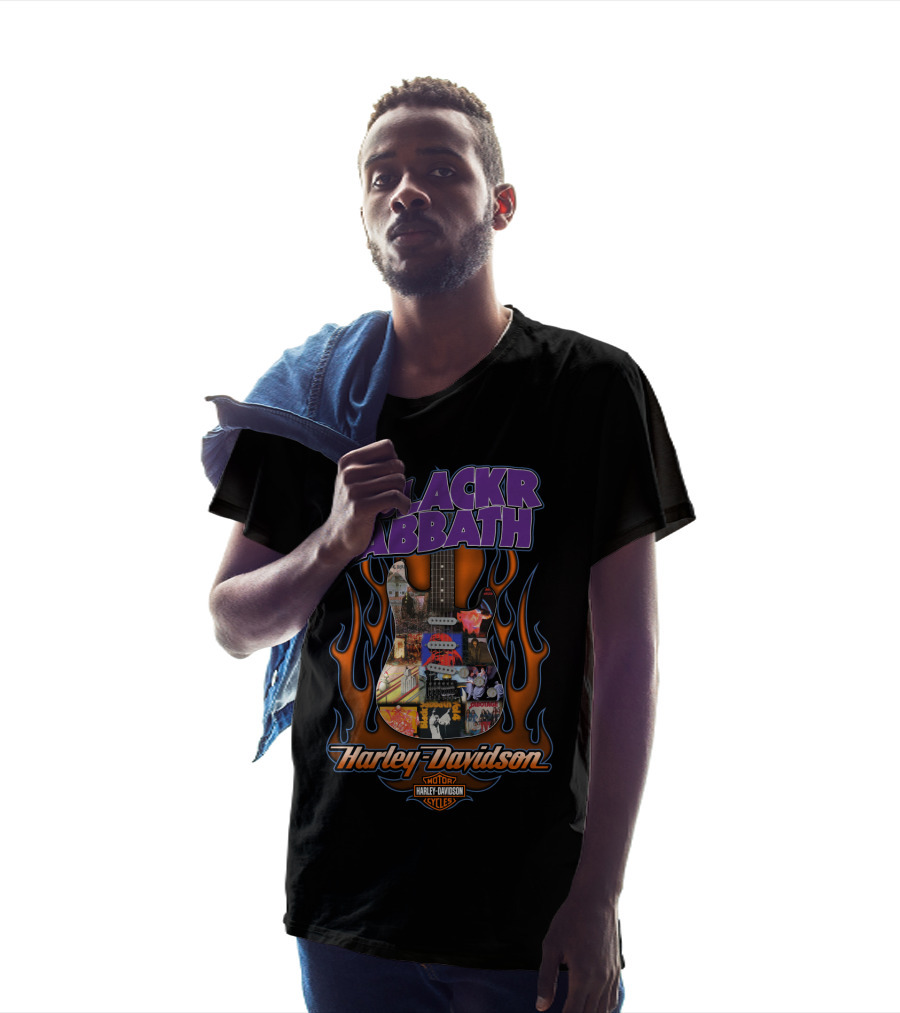 Black Sabbath Harley Davidson Guitar Flames T-Shirt