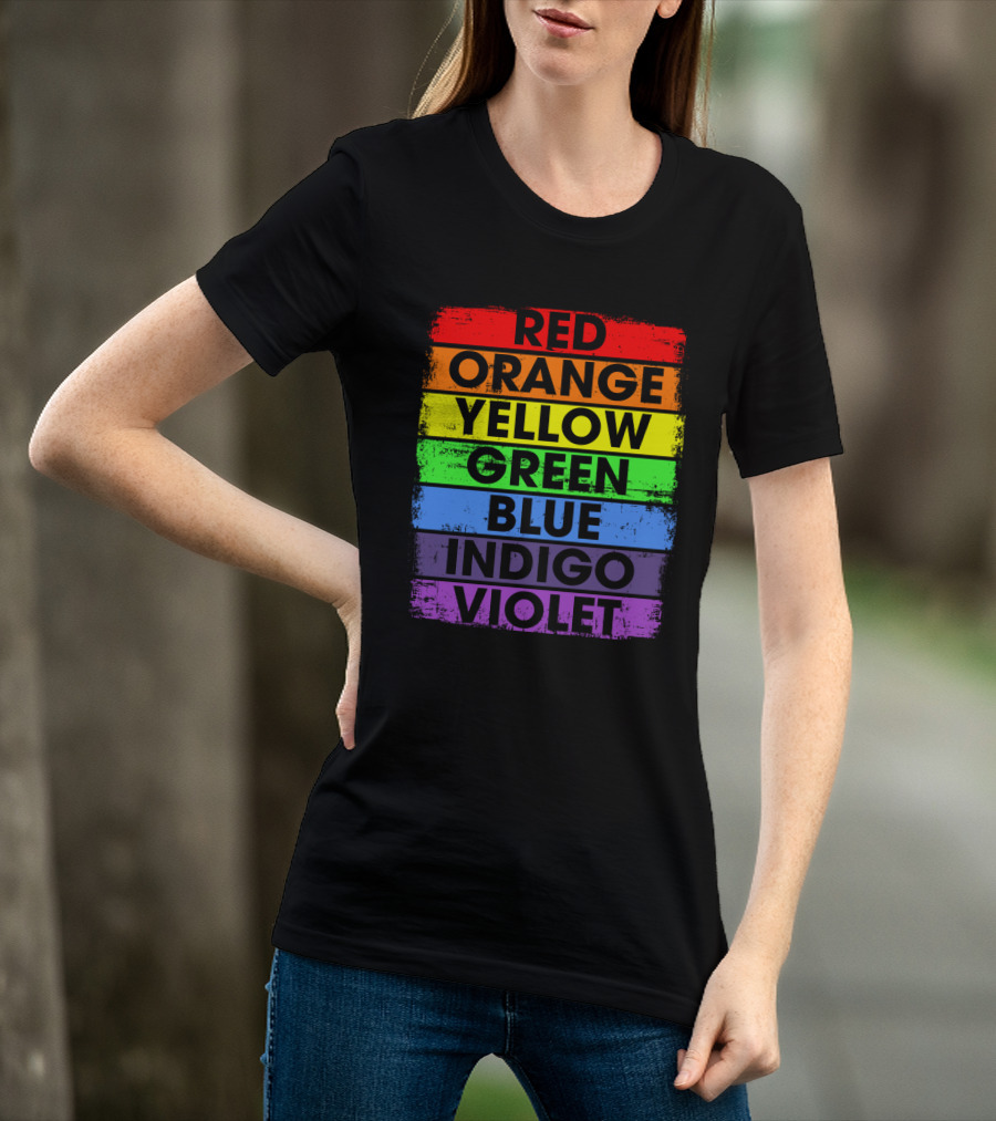 Colors Of The Rainbow Red Orange Yellow Green Blue Indigo Violet T-Shirt