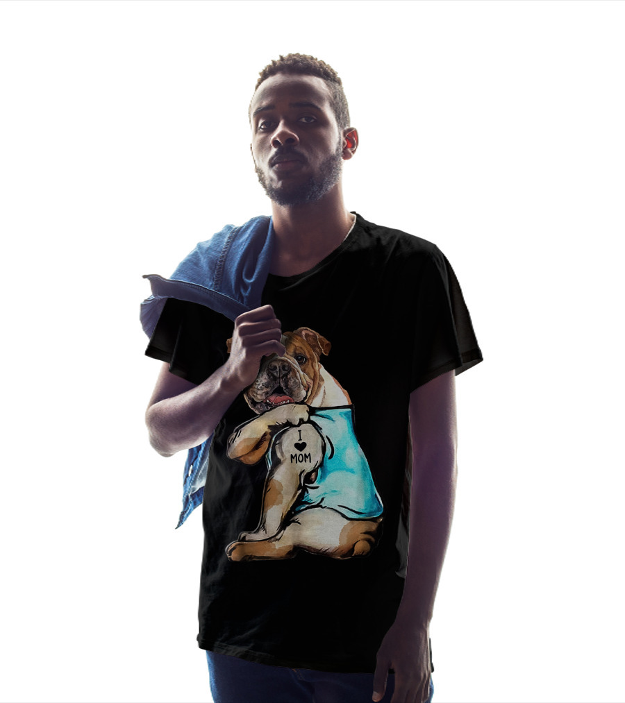 I Love Mom Bulldog Tattoo T-Shirt