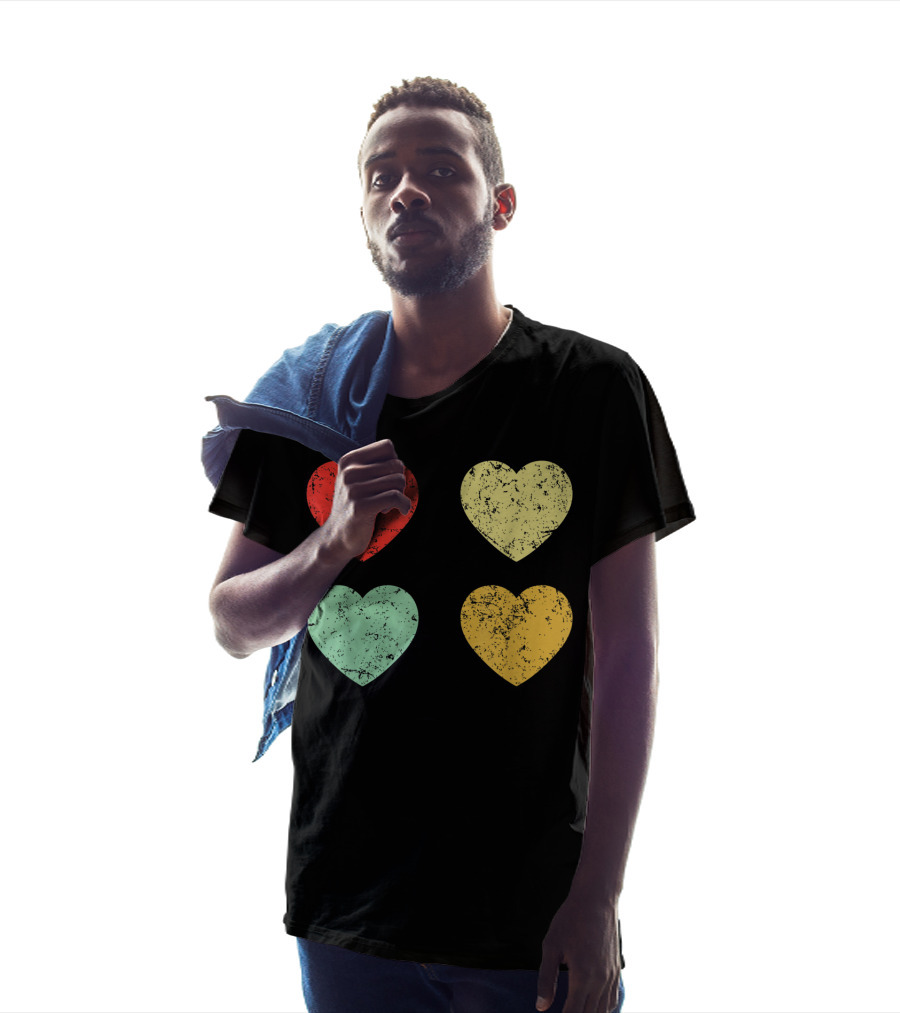 Retro Vintage Grunge Hearts Valentines Day T-Shirt
