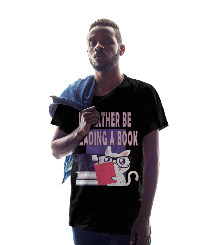 I'D Rather Be Reading A Book Cat Eyeglasses Book Club T-Shirt
