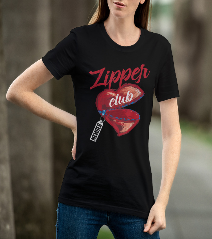 Zipper Club Member Heart With Zipper Congenital Heart Awareness T-Shirt