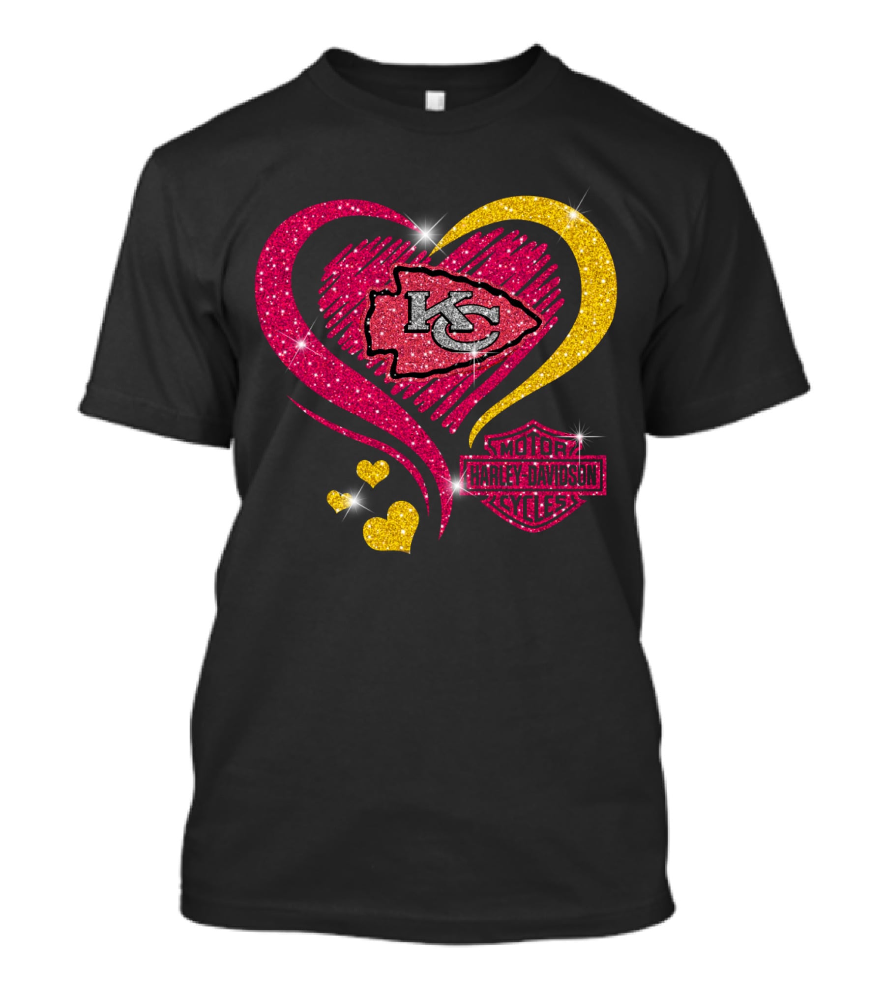 Harley Davidson Kansas City Chiefs Heart Glitter T-Shirt