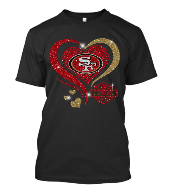 San Francisco 49ers Harley Davidson Motorcycles Heart T-Shirt