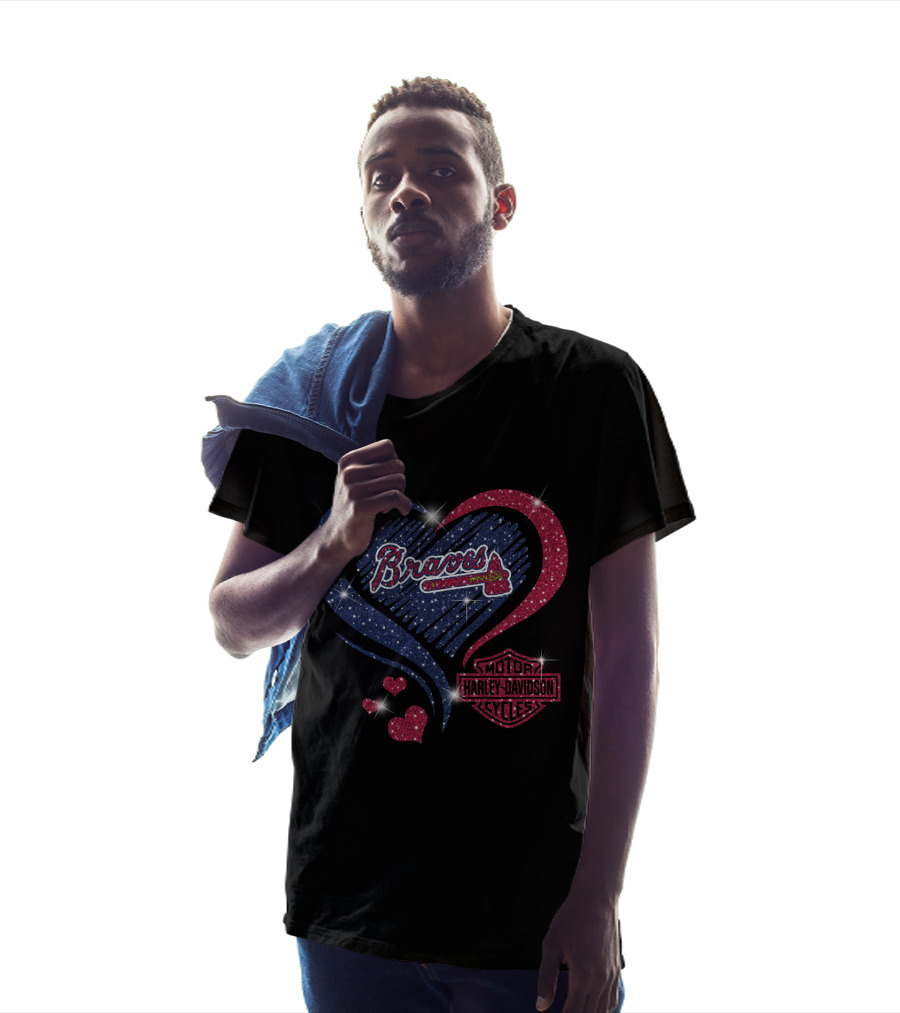 Braves Harley Davidson Heart Sparkle 0307Hd Atlanta T-Shirt