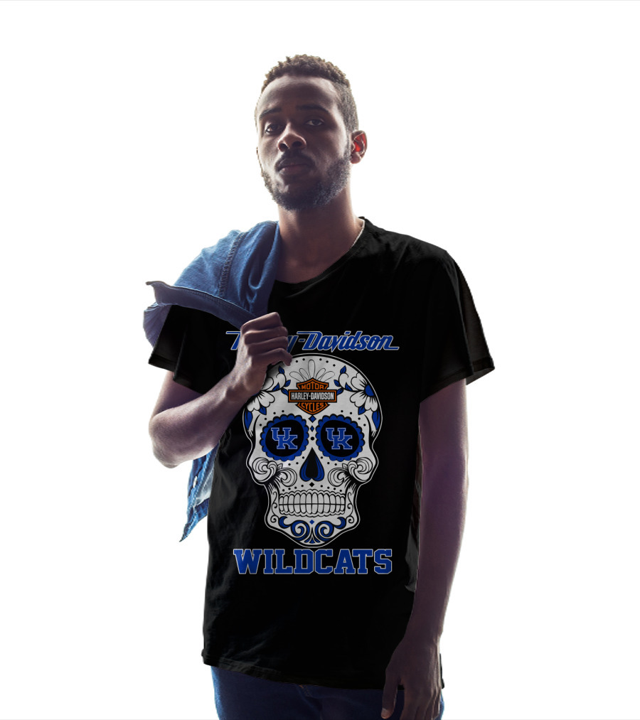 Harley Davidson Kentucky Wildcats Sugar Skull Mood T-Shirt
