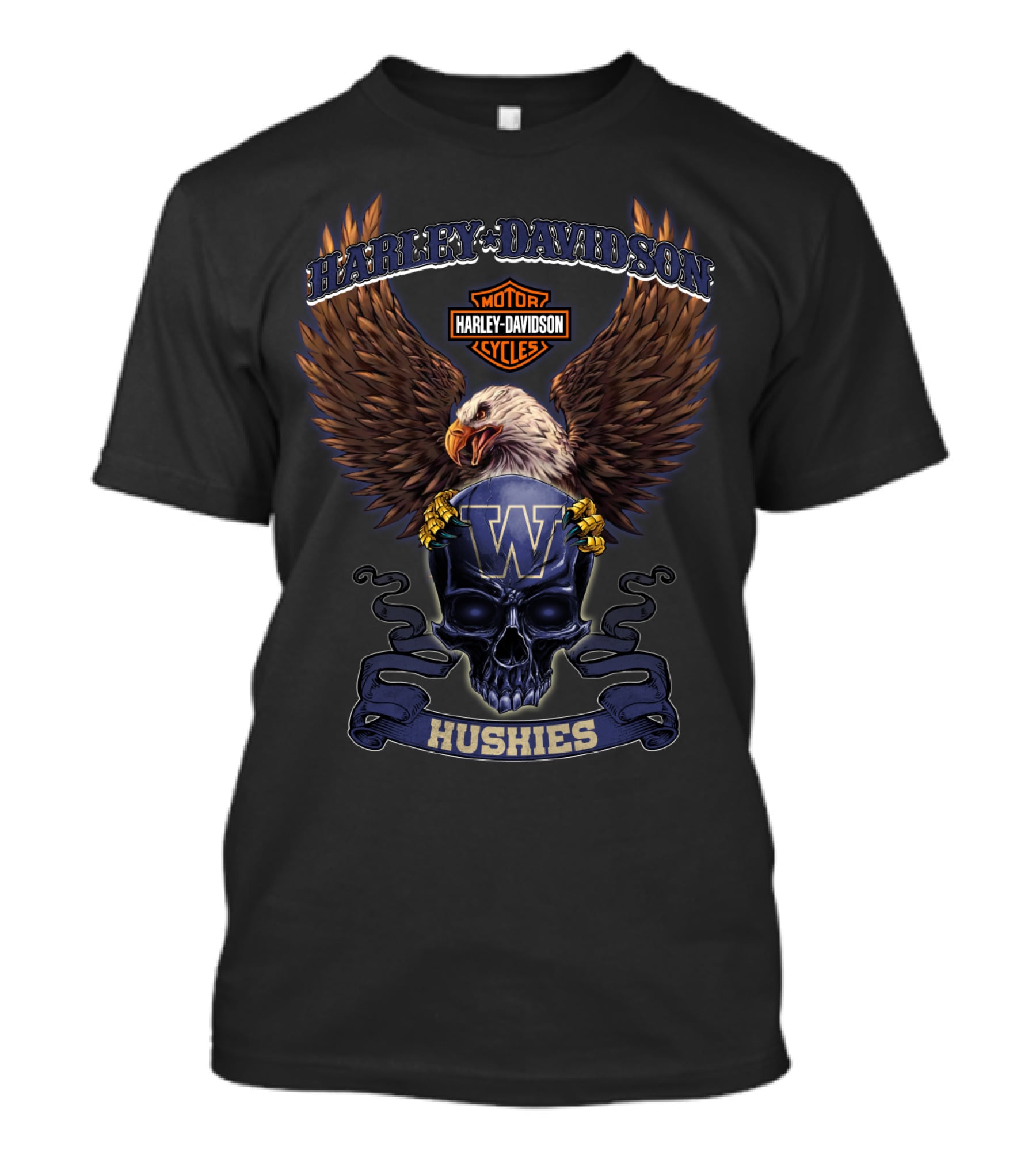 Harley Davidson Motorcycles Eagle Washington Huskies W T-Shirt